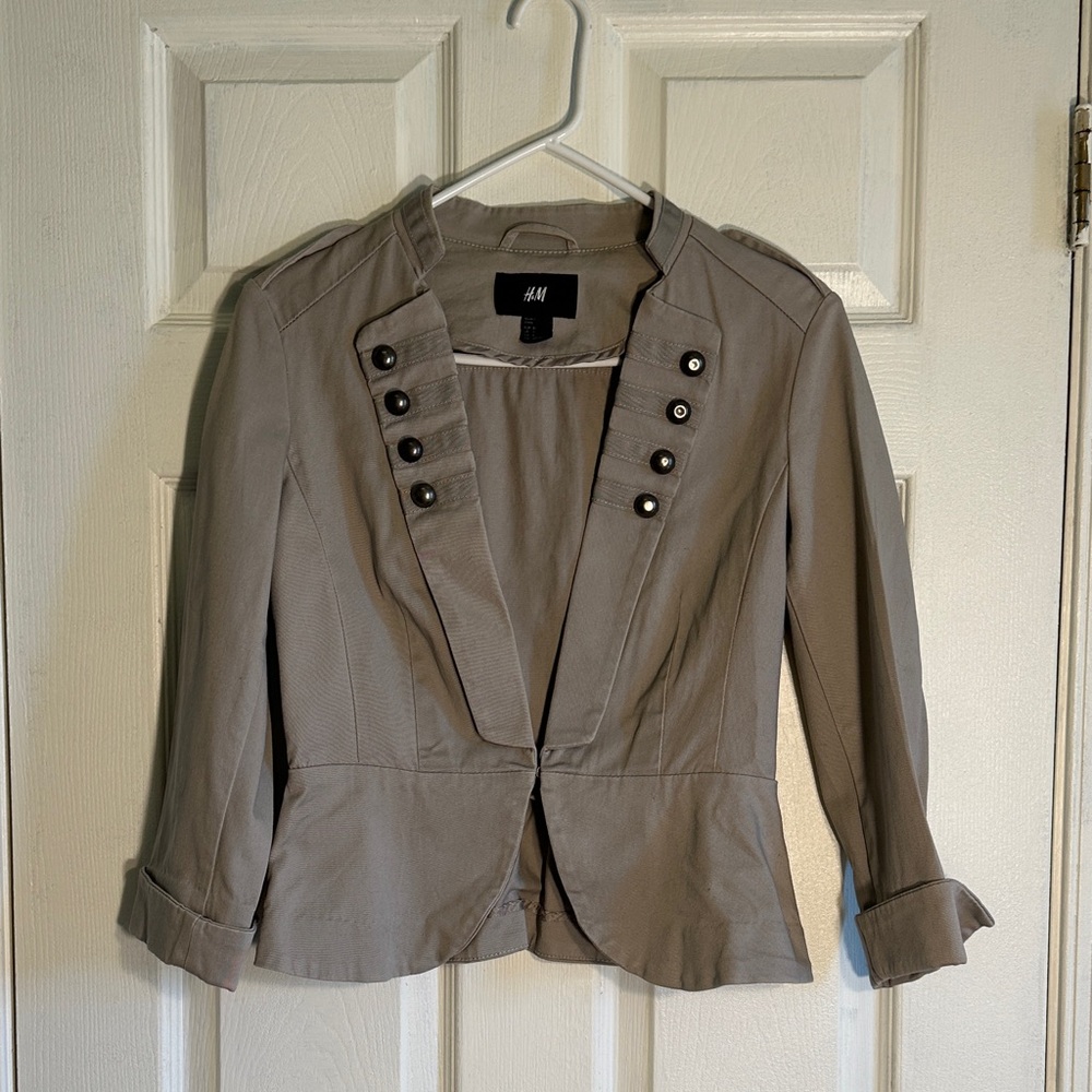 H&M Women's Taupe Button-Detail Blazer